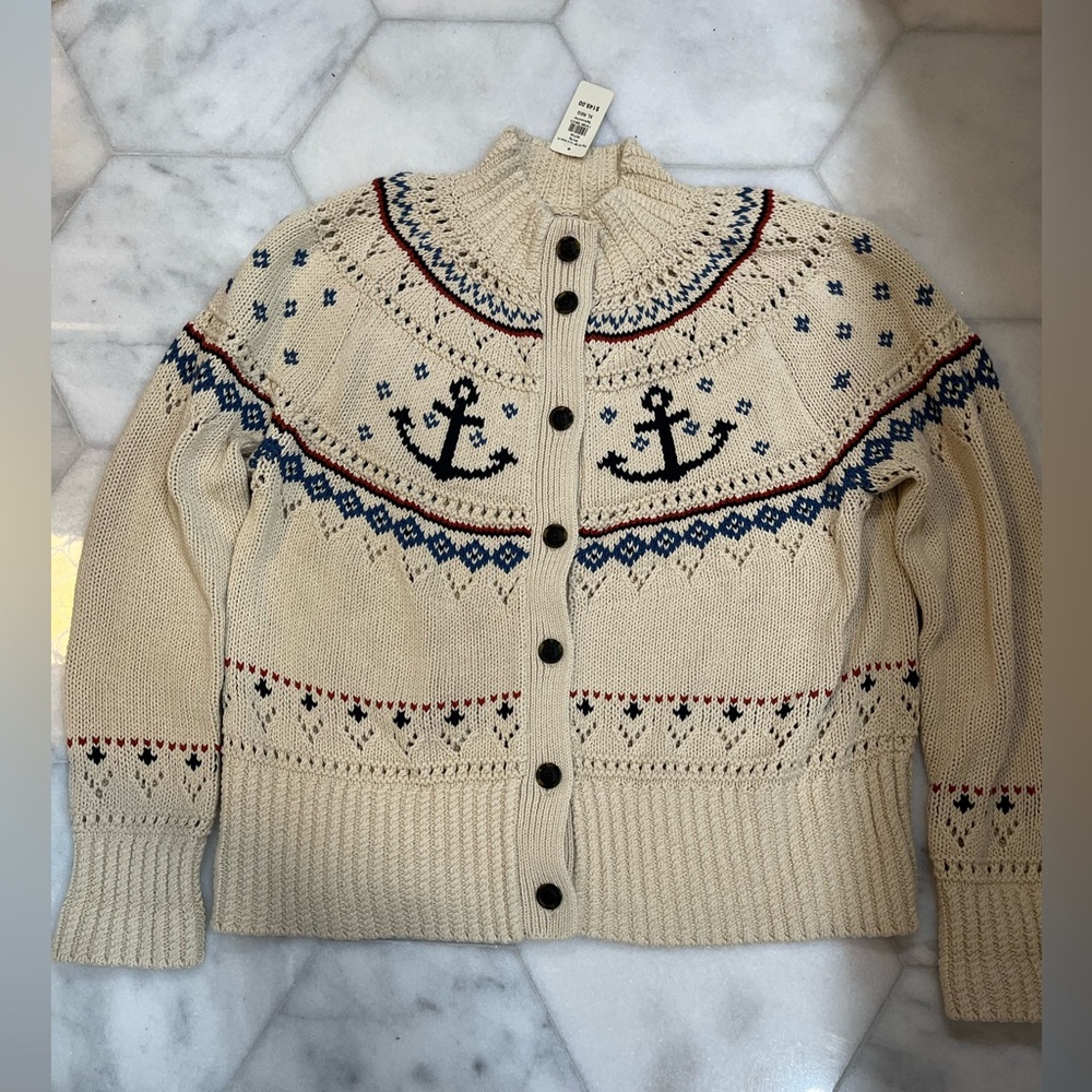 L.L. Bean Signature Cotton Fisherman Button Front Cardigan Sweater